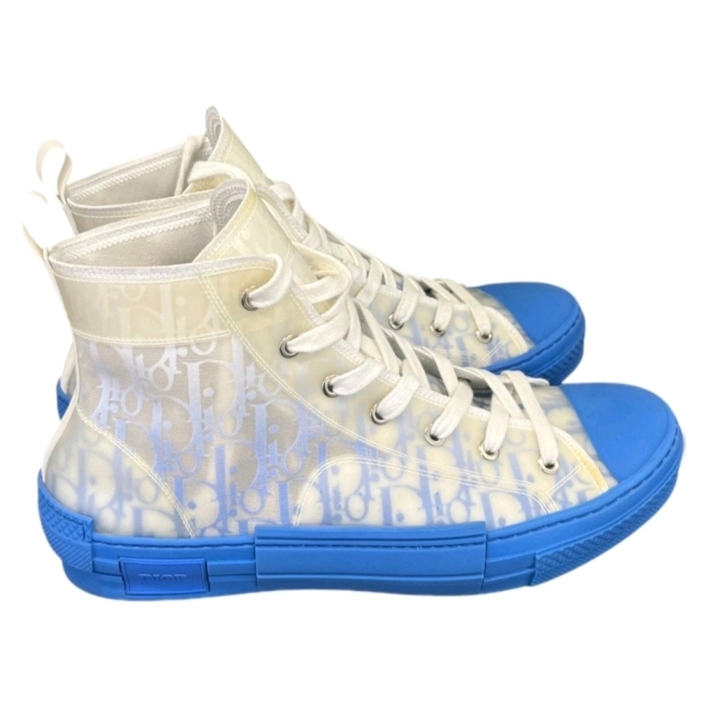 Dior B23 (Unisex) HighTop Canvas Sneakers Blue EU 40 US Men's Size 7 Wmns Sz 8.5 - Picture 4 of 10